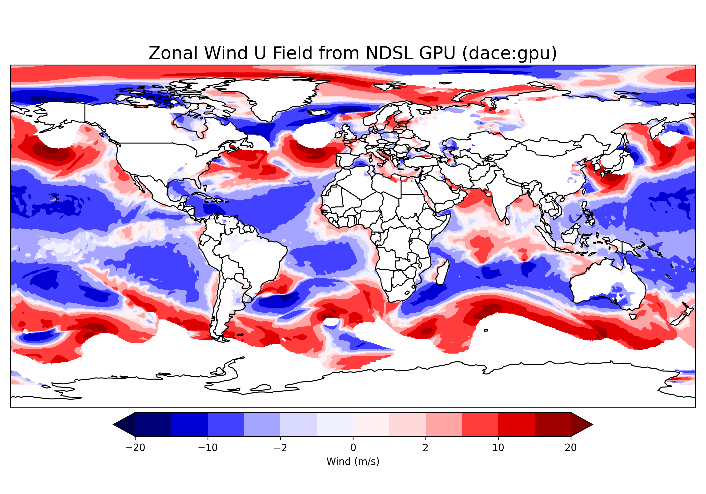 Zonal Wind U Field - NDSL GPU (dace:gpu)