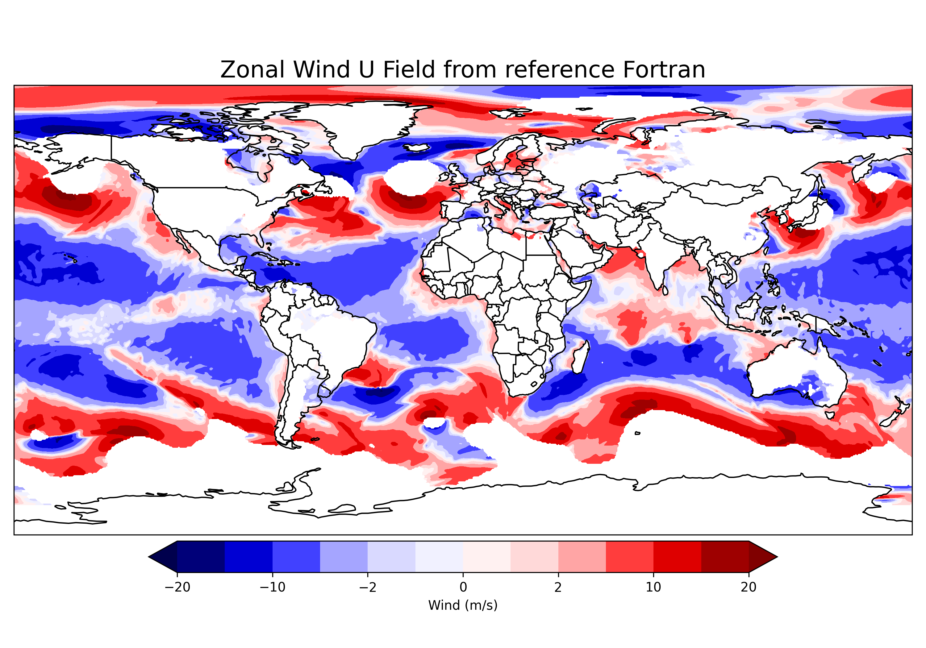 Zonal Wind U Field - Reference Fortran